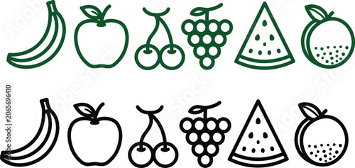 Fruit vector illustration set icons healthy organic food
