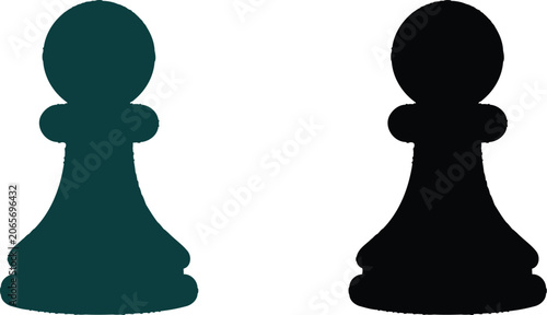 Chess vector set showing pawn pieces black white board