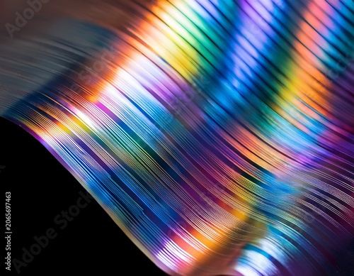 holographic metallic duct sticker with colorful wavy surface and iridescent light background transparent effect on isolated