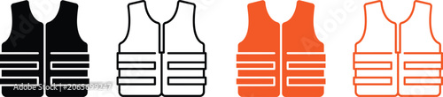 Foto four safety vests in different colors. bulletproof jacket