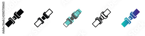 Fényképezés Collection of seatbelt icons in various styles and colors for safety and travel
