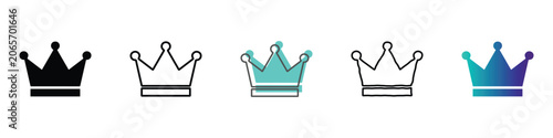 Konstfotografi Collection of crown icons in various styles and colors for design