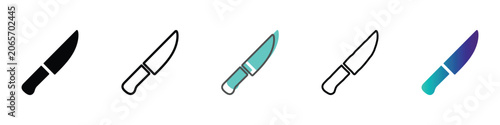 Vászonkép Collection of knife icons in various styles and colors for design