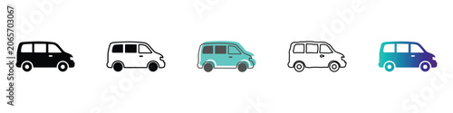 фотографія Collection of diverse minivan icons and illustrations in various styles