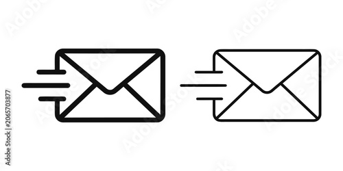 Cuadro en lienzo Fast mail icon vector, bold outline and line art isolated illustration
