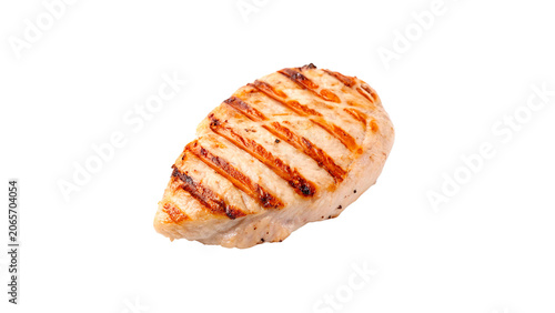 Cuadro en lienzo Freshly grilled juicy chicken breast fillet with grill marks isolated on transpa