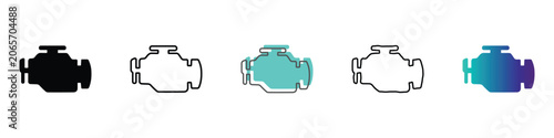 Obraz na płótnie Set of engine icons in various styles and colors for automotive themes