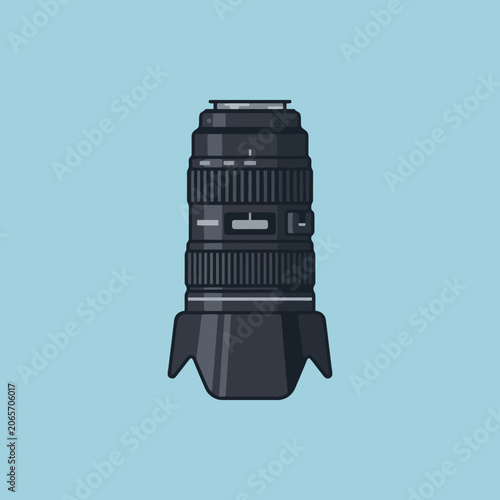 Fotografía A professional camera zoom lens isolated on a blue background
