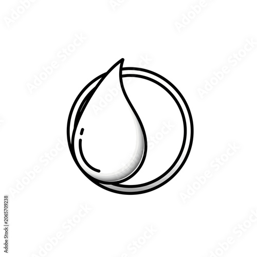 Hand drawn water droplet icon in a circular frame