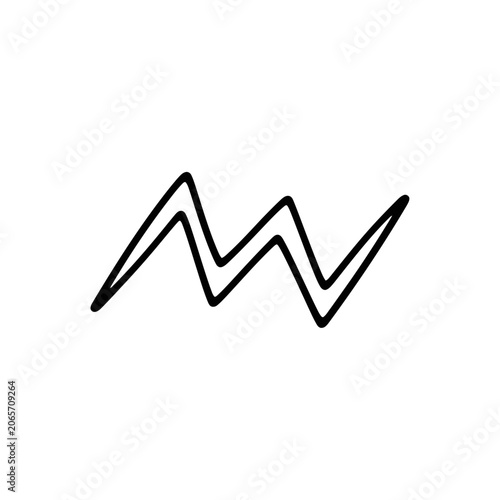 Hand drawn zigzag lightning bolt icon on white background