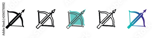 Φωτογραφία Collection of stylized crossbow icons with arrows, representing different design