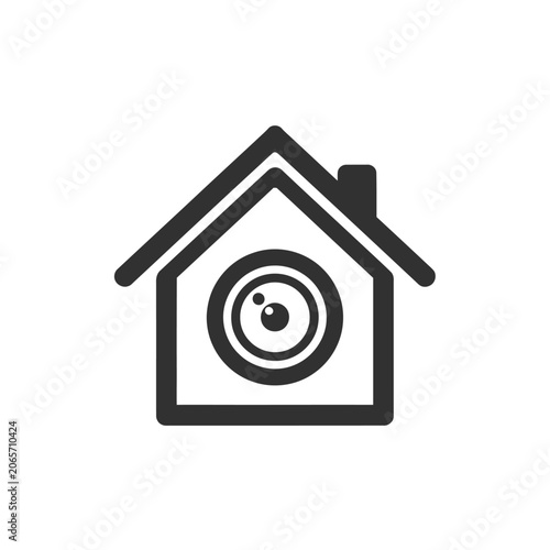 Home security camera icon with house and lens symbol