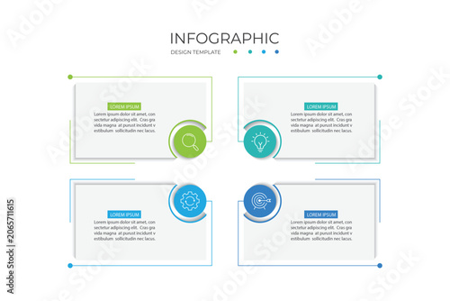 Business infographic template. 4 Step timeline journey. Process diagram, vector illustration.