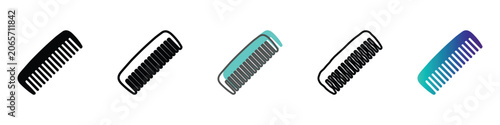 Obraz na płótnie Collection of five different comb icons in various styles and colors