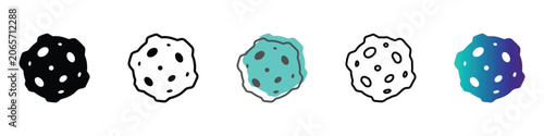 Photography Collection of asteroid icons in various styles and colors for space exploration