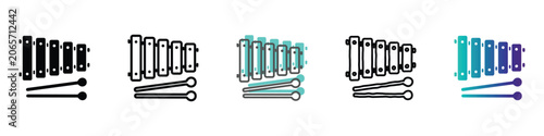 Schilderij op canvas Simple xylophone icon with mallets, representing musical education and sound