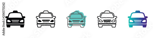 Fotografie Collection of diverse taxi car icons in various styles and colors