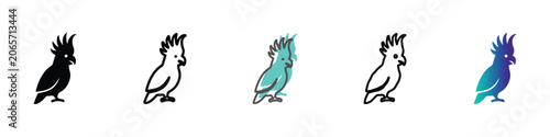 Foto Collection of stylized cockatoo bird icons in various artistic styles