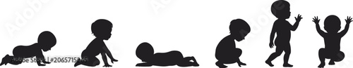 Silhouettes of Baby Development Stages on White Background untitled