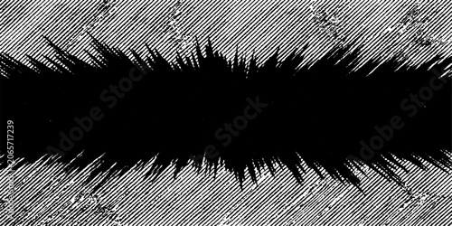 Schilderij op canvas Abstract explosion of white line art on black background, representing chaotic energy and destructive power with sharp, jagged edges