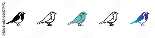Schilderij op canvas Collection of stylized bird icons in various artistic representations and colors