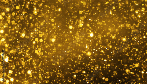 Fotografija Yellow gold night glitter particle light celebration decorative abstract backgro