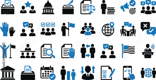 Photos Election and voting icon collection featuring democracy, government, ballot, ref