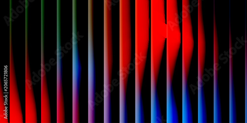Photography Vertical Abstract Light Streaks Dynamic streaks of vibrant light in red, blue, and rainbow hues create a striking vertical abstract pattern against a dark background, suggesting movement and energy
