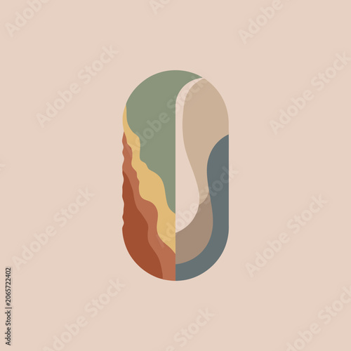 Tablou pe pânză An abstract oval shape with layered organic color patterns inside