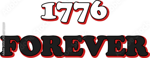 Vintage 3d style text 1776 forever celebration design isolated on transparent background