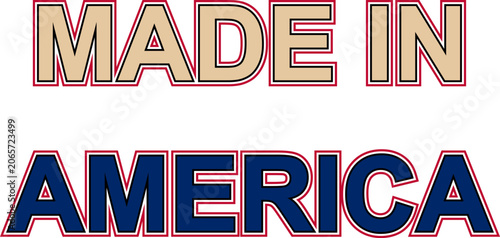 Vintage made in america text design with colorful outline isolated on transparent background