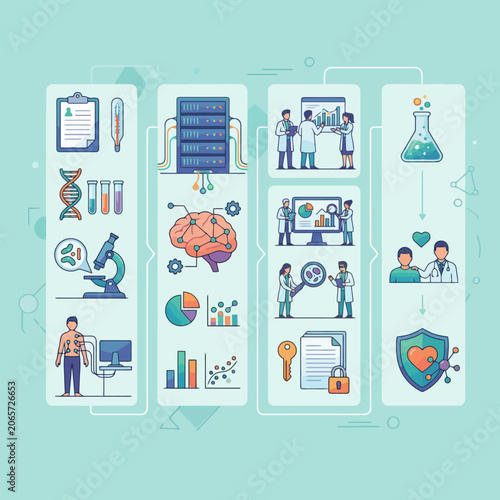 Vector infographic showing medical data and scientific research