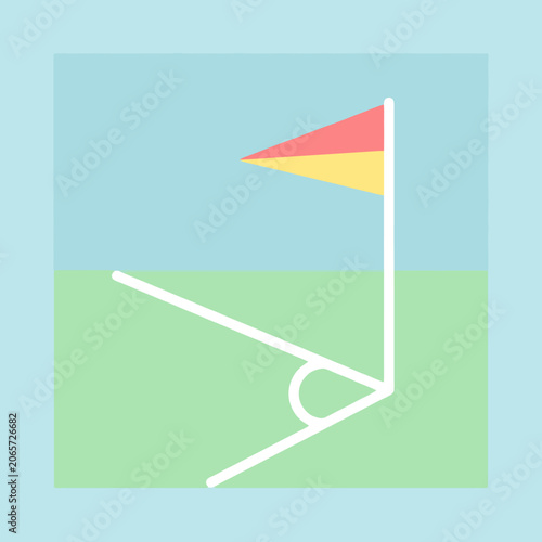 A simple graphic illustration of a corner flag on a field