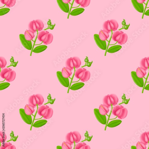 seamless pattern with pink flowers