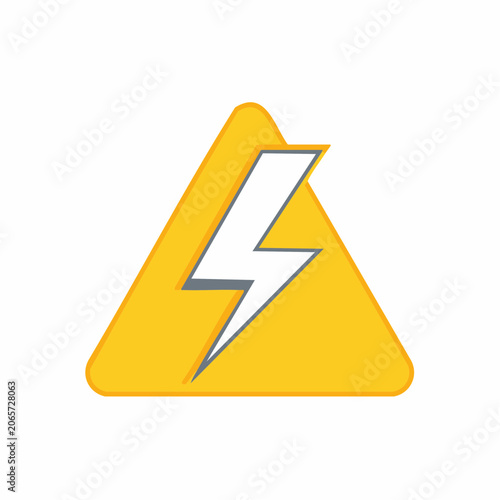 Yellow Warning Triangle with Lightning Bolt Symbol