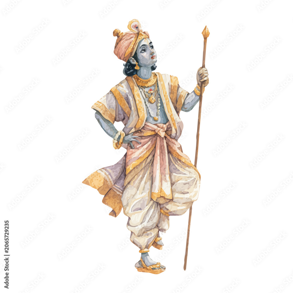 Obraz premium Arjuna, watercolor illustration isolated on white background