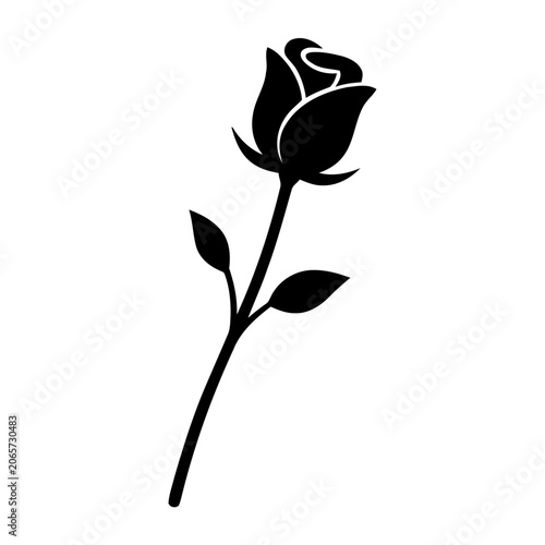 Minimal Black Rose Silhouette Tattoo Vector