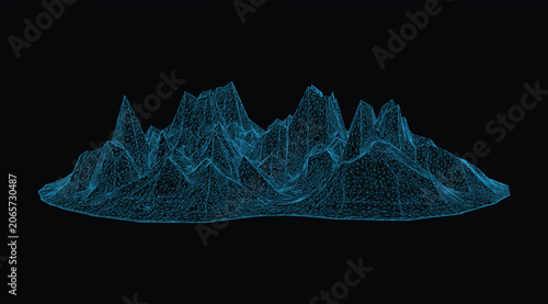 Abstract 3d wireframe landscape mountain terrain