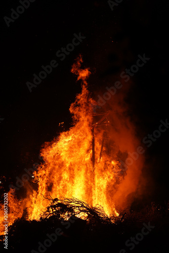 Принти на полотні Powerful flames burn an effigy of Judas during the traditional Orthodox Easter in Chania, Crete