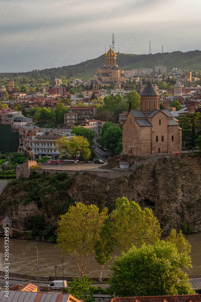 Fototapeta premium Vertical panoramic view of Old Tbilisi