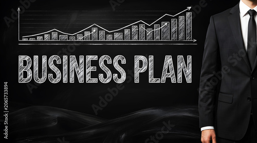 Business Plan Strategy Concept with Corporate Growth Chart, Financial Planning, Investment Analysis and Professional Management Success Framework
