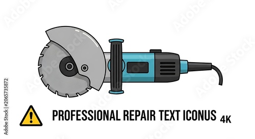 Blue electric angle grinder power tool illustration