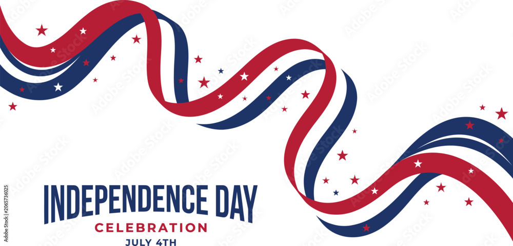 Obraz premium Independence day celebration patriotic ribbons and stars graphic for july 4th events