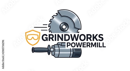 Industrial angle grinder and circular saw blade icon