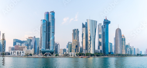 the doha citty skyline with the foreground of doha corniche