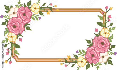 Double border floral rectangle frame
