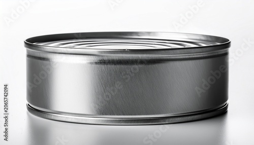 closed tin can over white background