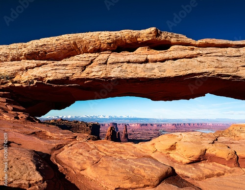 close up of a natural arch mesa arch canyonlands national park utah usa