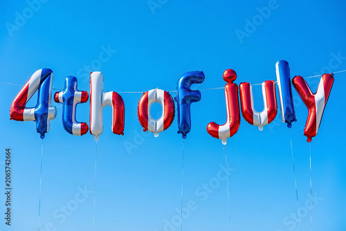 4th of July text 3D balloon