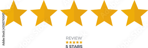 Five gold stars for a 5 star review rating